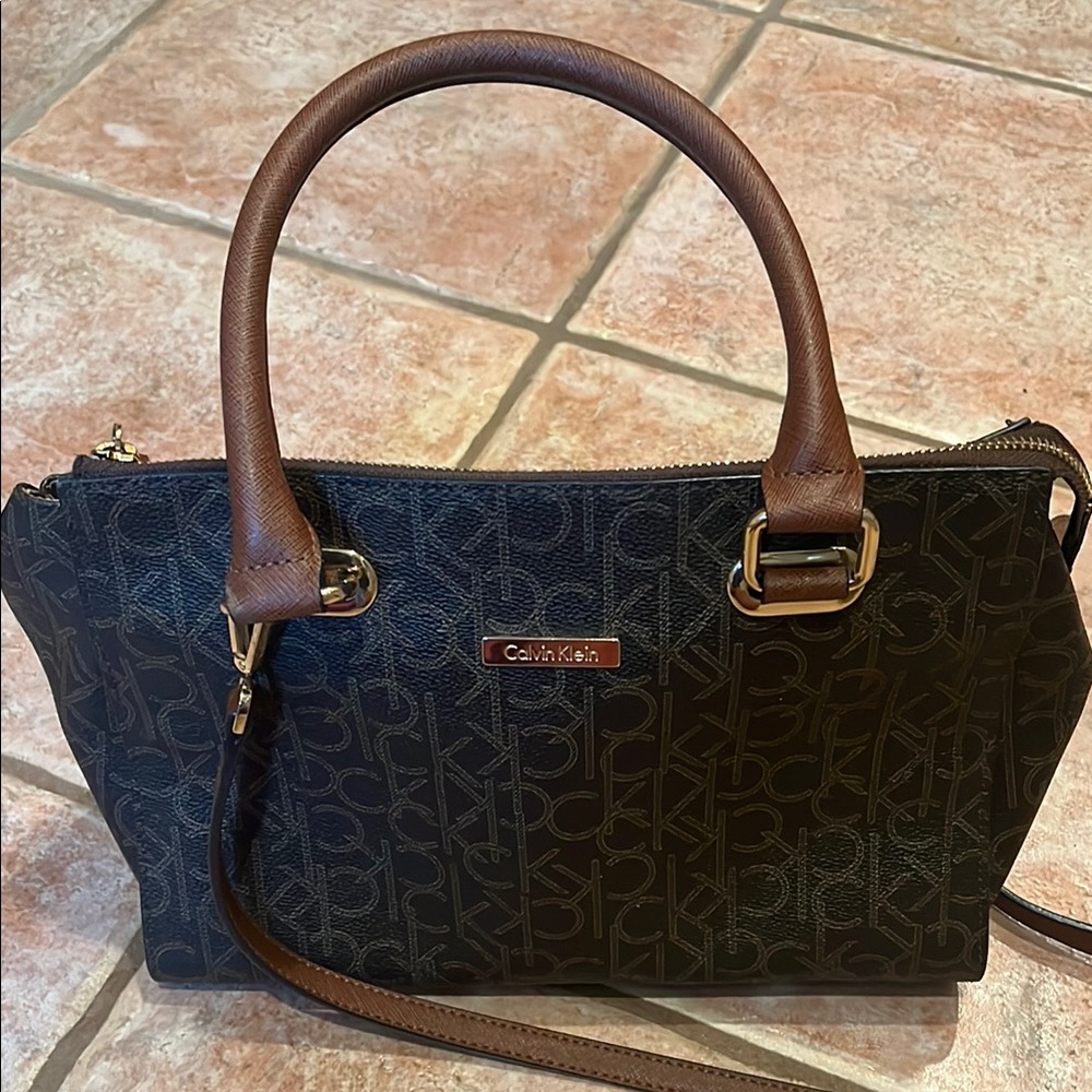 Calvin Klein Black and Brown Satchel